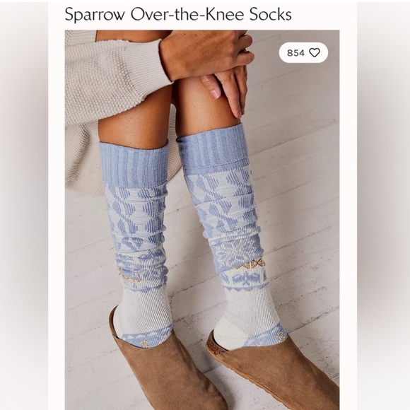 free People Sparrow Over The Knee Socks Sweater Print, 3 Pairs, NWT - Picture 2 of 7